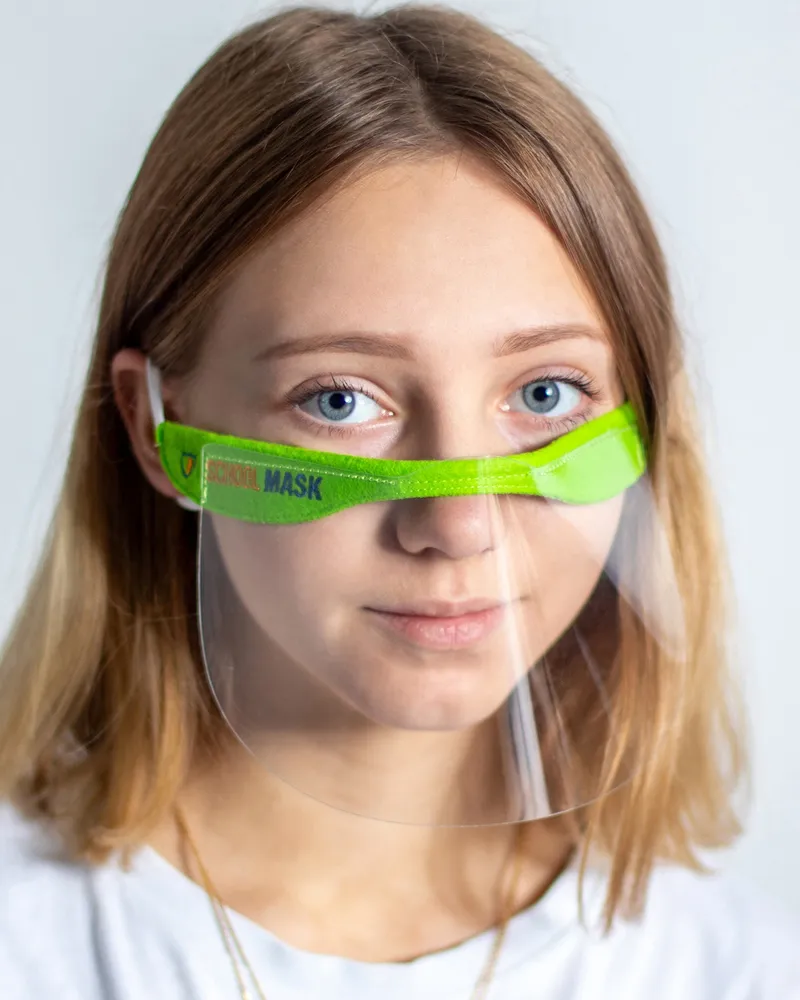 SCHOOLMASK MP/003/C2/ZIELONY Mini Przyłbica Ochronna, Rozmiar Dziecięcy, 2 szt
