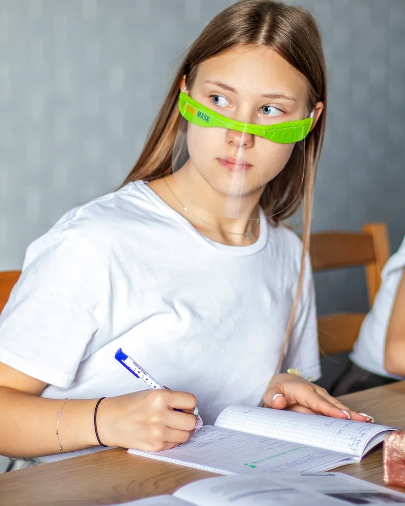 SCHOOLMASK MP/003/C2/ZIELONY Mini Przyłbica Ochronna, Rozmiar Dziecięcy, 2 szt