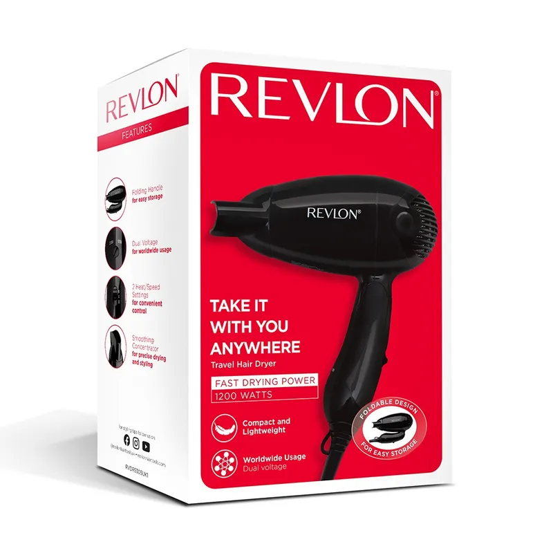 REVLON ESSENTIALS RVDR5305 Suszarka Do Włosów, Kompaktowa, Składana 1200W