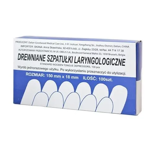 Szpatułka Laryngologiczna Drewniana, 100 szt