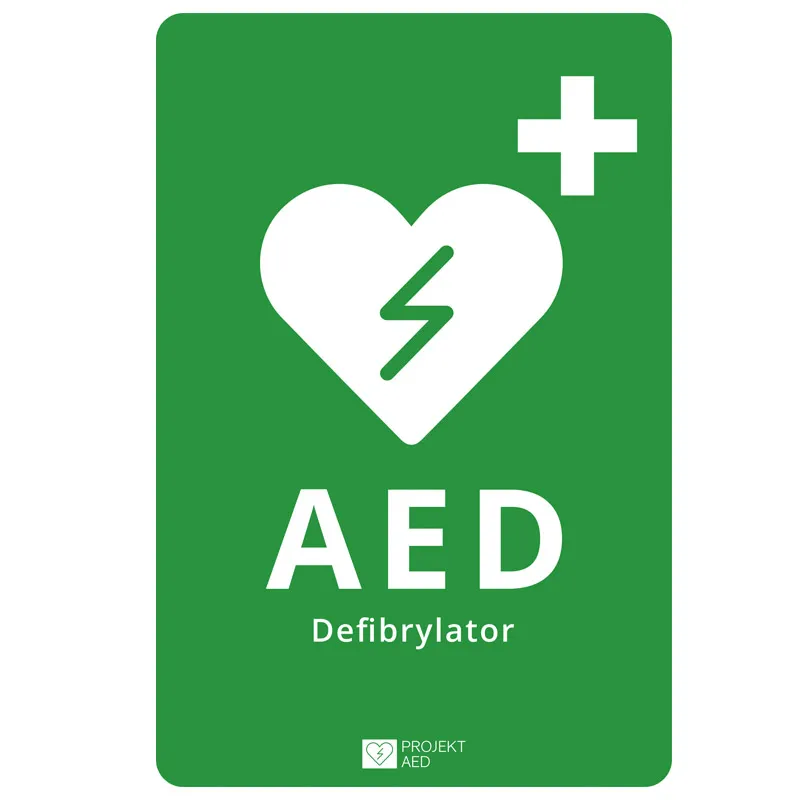 Tablica Informacyjna AED, Odporna Na Warunki Atmosferyczne, PCV 20 × 27 cm