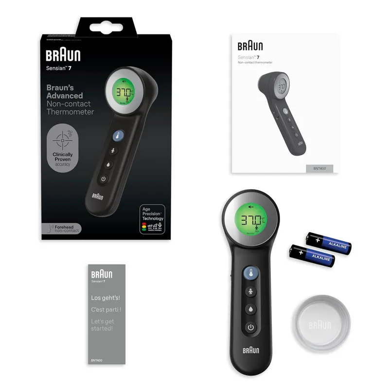 BRAUN BNT400 BLACK NO TOUCH + TOUCH Termometr Bezdotykowy Z Age Precision, Tryb Nocny