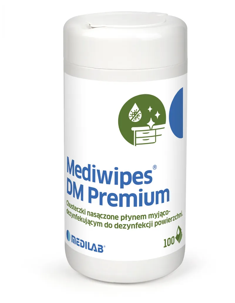 MEDIWIPES DM PREMIUM Chusteczki Do Delikatnych Powierzchni, Tuba, 100szt