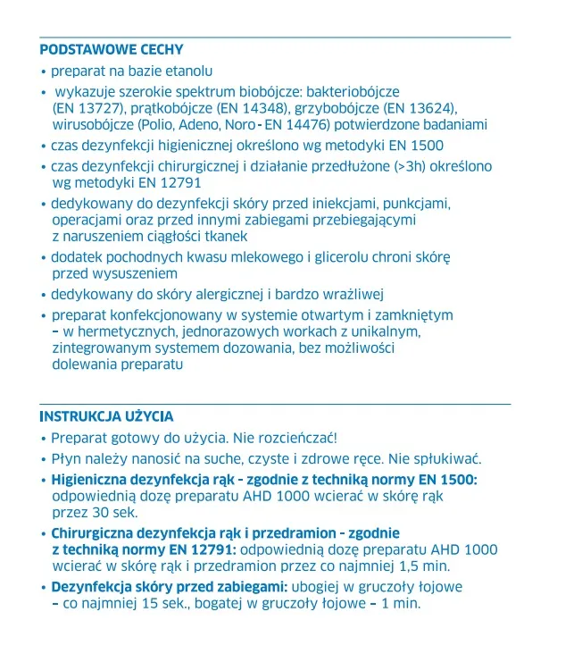 MEDILAB AHD 1000 250 ml Alkoholowy Płyn Do Dezynfekcji Rąk I Skóry