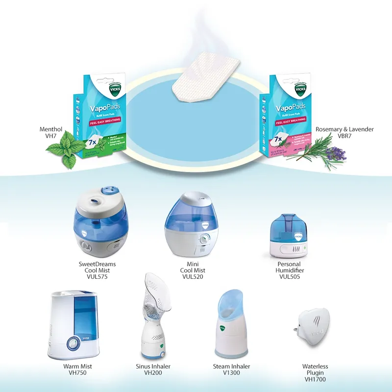 VICKS VAPOPADS VH7V1 Mentolowe Wkładki Zapachowe, Do 8H Działania, 7 szt