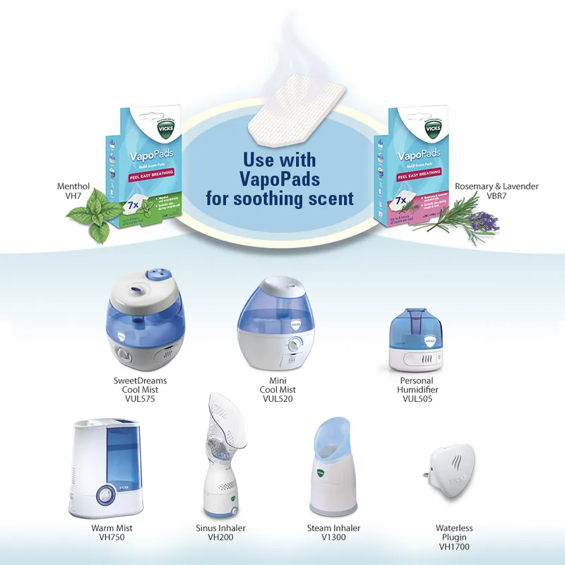 VICKS VAPOPADS VBR7 Pediatryczne Wkładki Zapachowe Rozmaryn Z Lawendą, 7 Sztuk