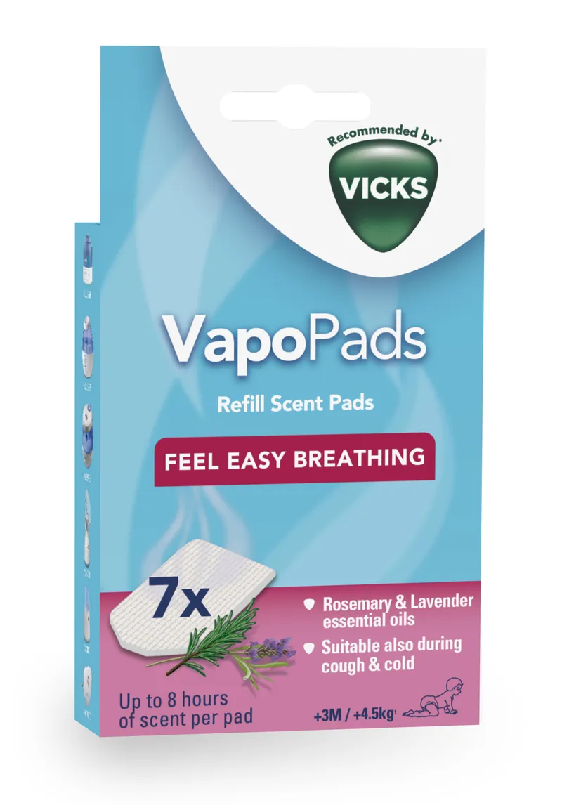 VICKS VAPOPADS VBR7 Pediatryczne Wkładki Zapachowe Rozmaryn Z Lawendą, 7 Sztuk