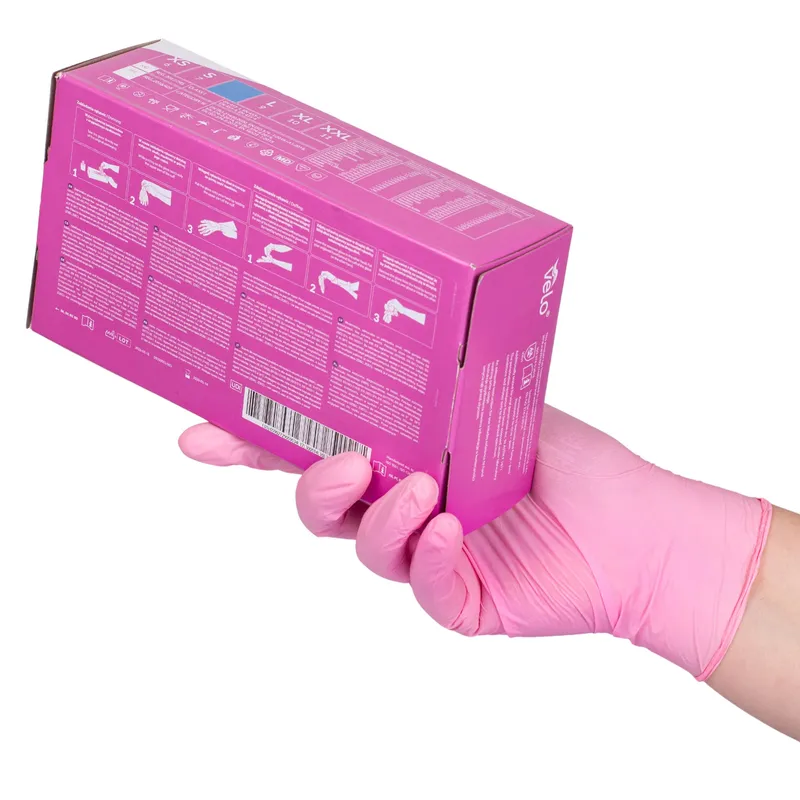 VELO NITRILE PINK M Rękawice Nitrylowe Zabiegowe Bezpudrowe, 100 szt - Różowe
