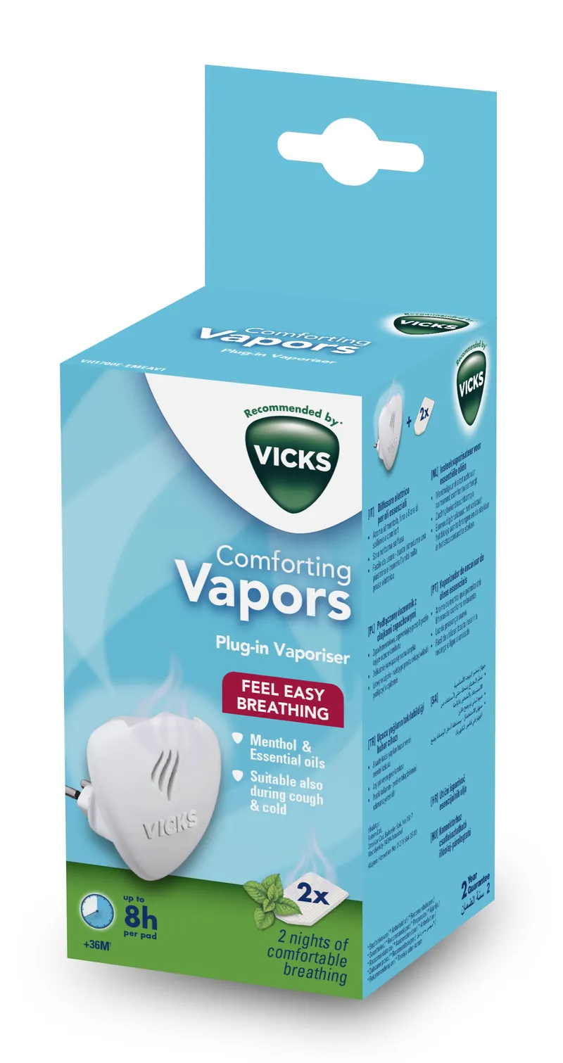 VICKS VH1700EEMEAV1 NEW Dyfuzor Olejków Do Kontaktu Z 2 Wkładkami Mentolowymi
