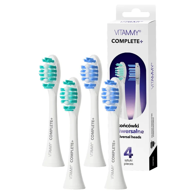 VITAMMY COMPLETE+ Końcówki Do Szczoteczki Sonicznej Serii SONICE, Uniwersalne, Białe, 4szt