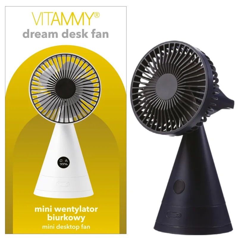 VITAMMY DREAM DESK FAN Mini Wentylator Biurkowy USB, 4000 mAh - GRANATOWY