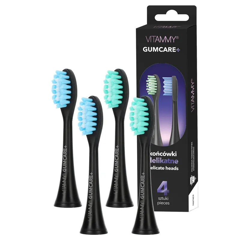 VITAMMY GUMCARE+ Końcówki Do Szczoteczki Sonicznej Serii SONICE, Delikatne, Czarne, 4szt