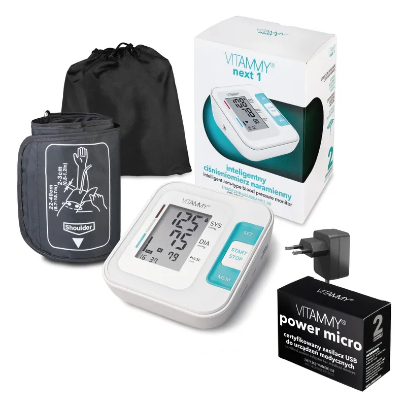 VITAMMY NEXT 1 + POWER MICRO Zestaw – Ciśnieniomierz Naramienny Idealny Do Domu