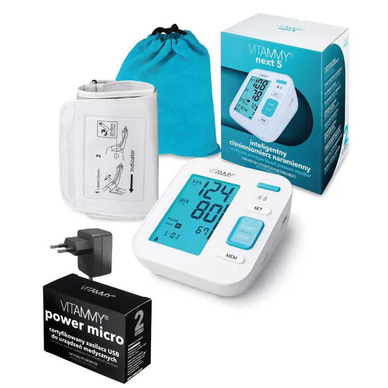 VITAMMY NEXT 5 + POWER MICRO Ciśnieniomierz Z Funkcją Głosową I Mankietem