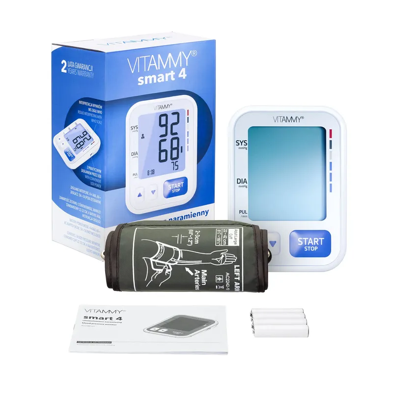 VITAMMY SMART 4 Ciśnieniomierz Naramienny, Wykrywanie Arytmii, Pamięć 2x60