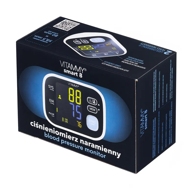 VITAMMY SMART 8 Ciśnieniomierz Naramienny, Wykrywanie Arytmii, Pamięć 2x60