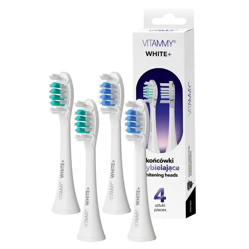 VITAMMY WHITE+ Końcówki Do Szczoteczki Sonicznej Serii SONICE, Wybielające, Białe, 4szt