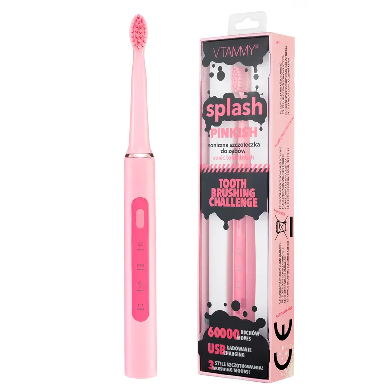 VITAMMY SPLASH PINKISH Szczoteczka Soniczna Dla Dzieci 8+, 60 000 Drgań/Min