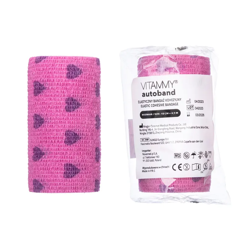 VITAMMY AUTOBAND SERDUSZKA FIOLET 10CMX450CM Elastyczny Bandaż Kohezyjny Samoprzylepny