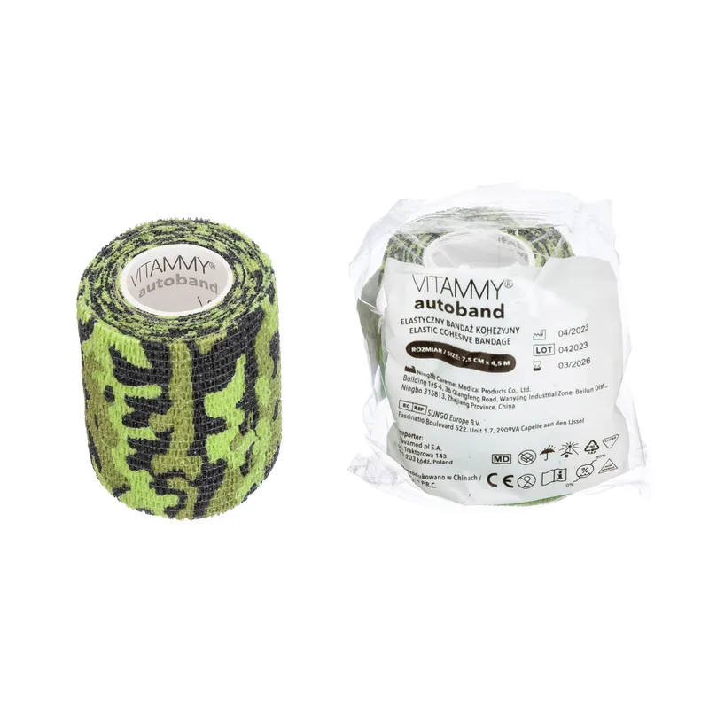VITAMMY AUTOBAND MORO 7,5cm X 450cm Elastyczny Bandaż Kohezyjny Samoprzylepny - ZIELONE