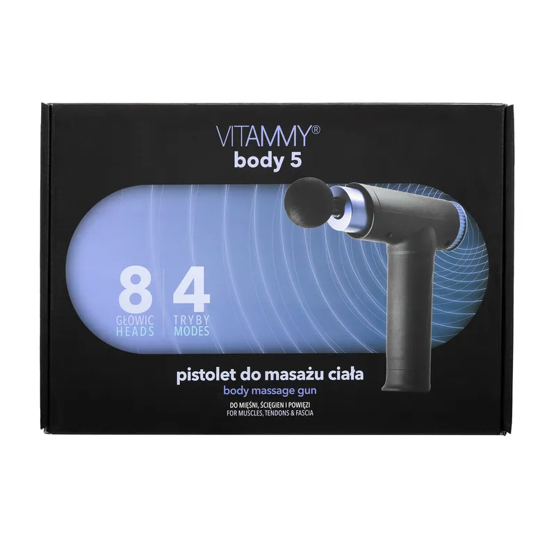 VITAMMY BODY 5 Pistolet Do Masażu Ciała, Mocny I Efektywny - CZARNO-FIOLETOWY