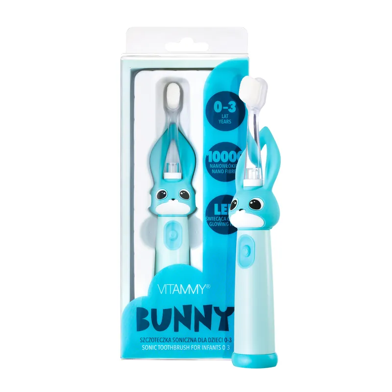 VITAMMY BUNNY LIGHT BLUE Szczoteczka Soniczna Dla Dzieci 0-3 Lata, LED, Nanowłókna