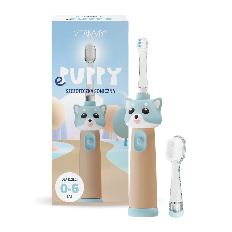 VITAMMY EPUPPY Szczoteczka Soniczna Do Zębów Dla Dzieci 0-6, Dwie Końcówki - Niebieska