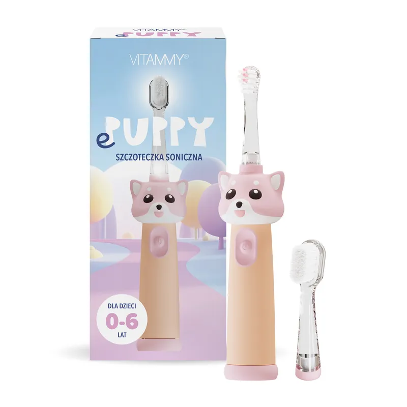 VITAMMY EPUPPY Szczoteczka Soniczna Do Zębów Dla Dzieci 0-6, Dwie Końcówki - Różowa