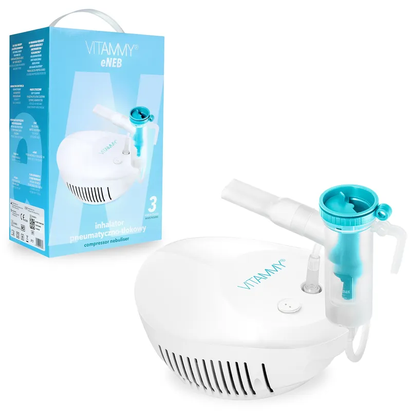 VITAMMY ENEB Inhalator Pneumatyczno-Tłokowy Z 3 Maskami I 3 Prędkościami Inhalacji