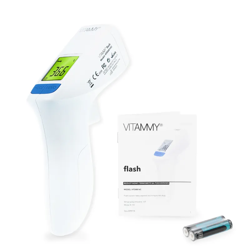 VITAMMY FLASH Termometr Bezdotykowy, 2 Tryby Pomiaru, Ekran Z Podświetleniem