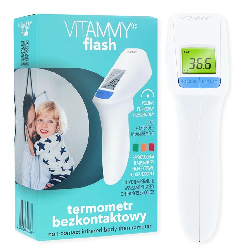 VITAMMY FLASH Termometr Bezdotykowy, 2 Tryby Pomiaru, Ekran Z Podświetleniem