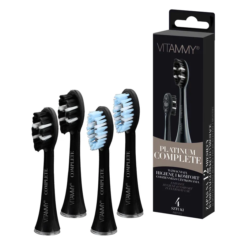 VITAMMY PLATINUM COMPLETE Końcówki Do Szczoteczki Sonicznej, Czarne, 4szt
