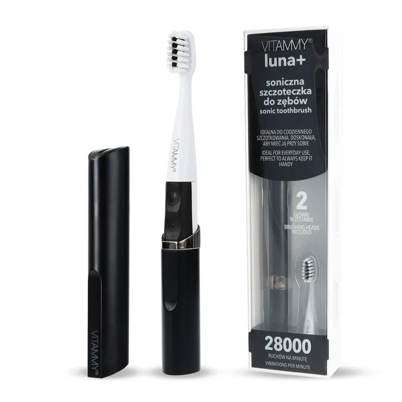 VITAMMY LUNA+ BLACK Szczoteczka Soniczna Do Zębów, Kompaktowa, Etui