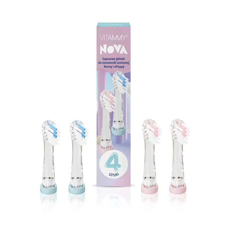 VITAMMY NOVA Zestaw Końcówek Do Szczoteczki Sonicznej EPUPPY BUNNY Dla Dzieci Od 3 Do 6 lat, 4 szt