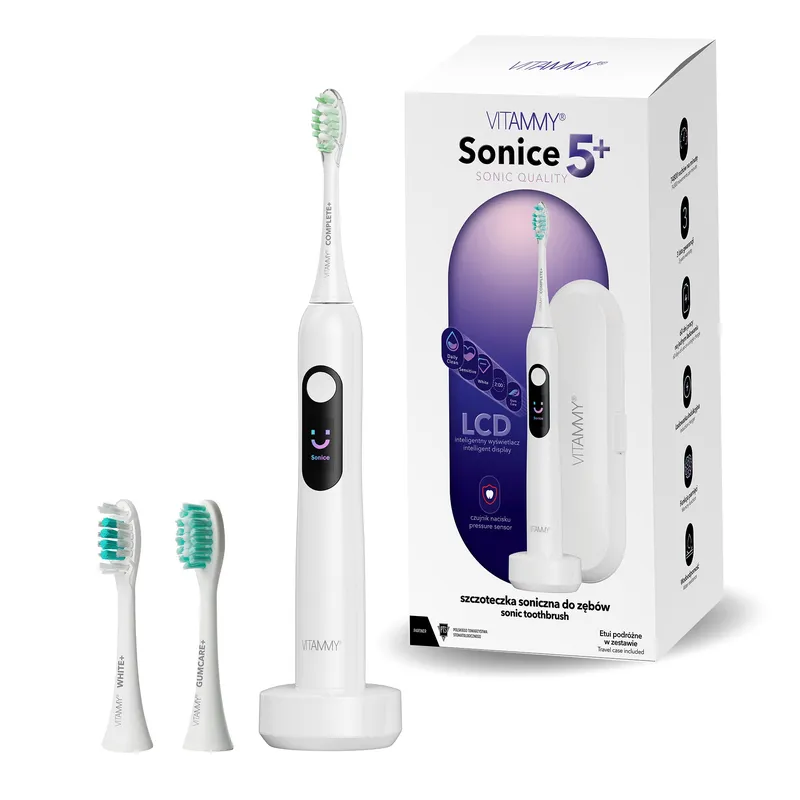 VITAMMY SONICE 5+ WHITE Szczoteczka Soniczna Do Zębów, 5 Trybów, Wyświetlacz, Timer