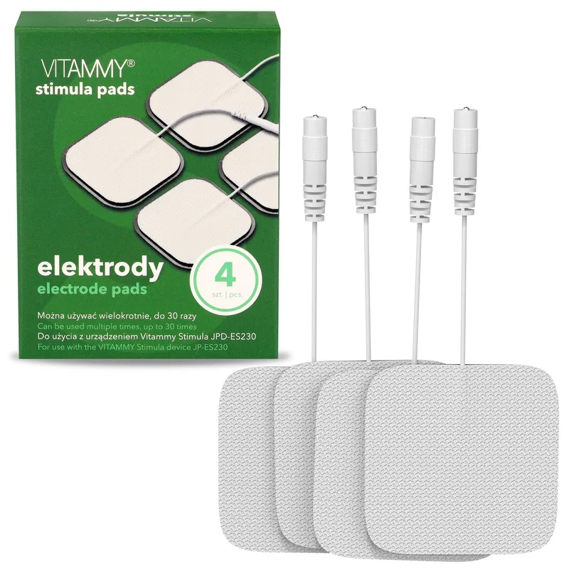 VITAMMY STIMULA PADS Elektrody Żelowe Do Elektrostymulatora 4 szt, Wielorazowe 5x5cm