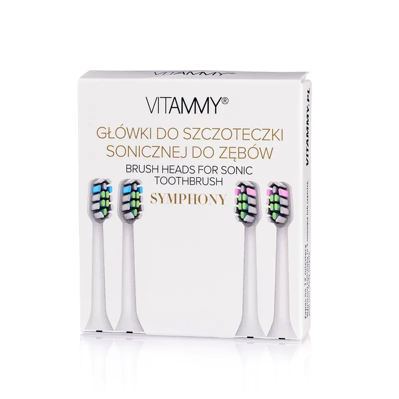 VITAMMY SYMPHONY/VIVO KOŃCÓWKI 4 szt. WHITE Do Szczoteczki Sonicznej, Miękkie I Trwałe