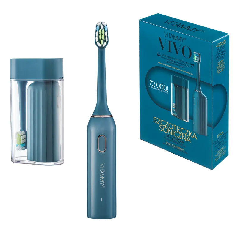VITAMMY VIVO NAVY Szczoteczka Soniczna Z Etui, Kompaktowa, USB-C
