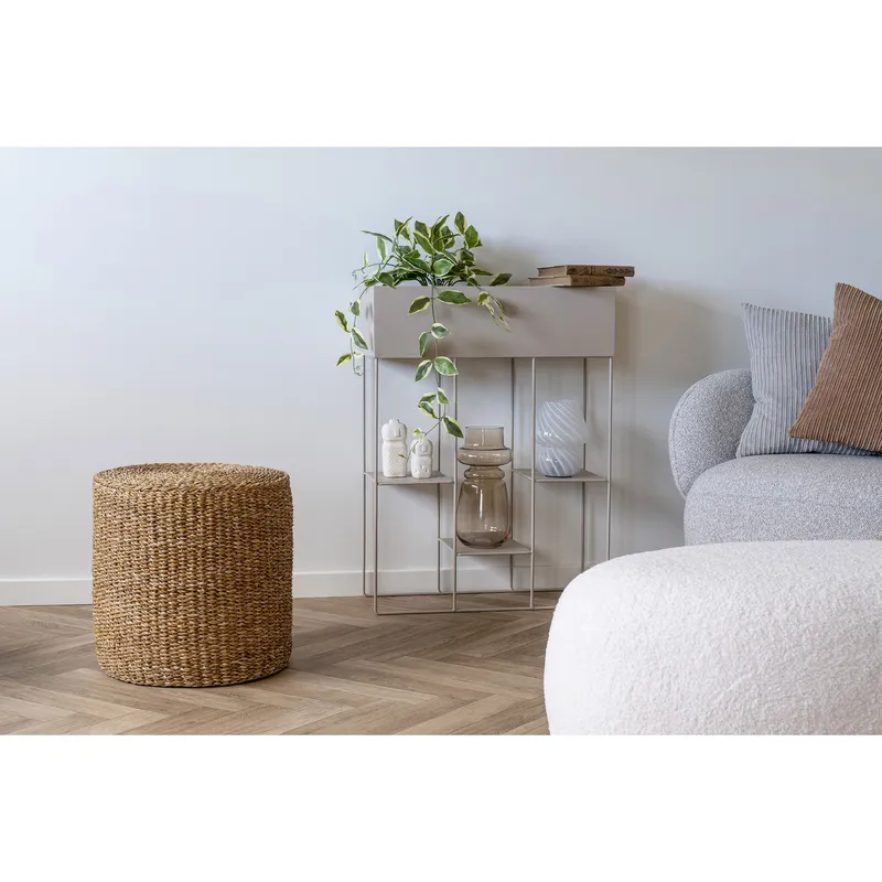 Puf MEBLIVA Rivera Okrągły Z Trawy Morskiej, Boho - Naturalny