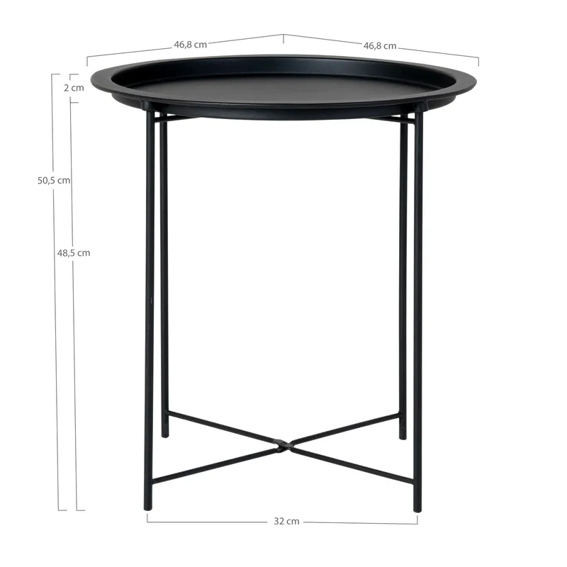 Stolik Kawowy MEBLIVA, Metal Okrągły 47cm - Czarny