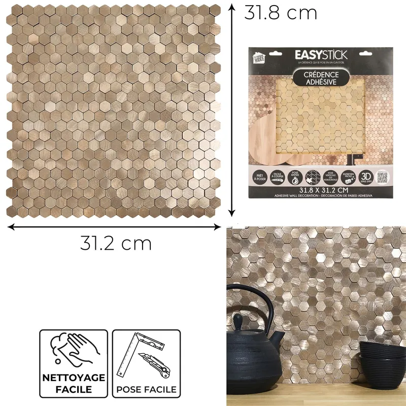 Panel Winylowy Samoprzylepny MEBLIVA Easy Stick Mozaika - Złota