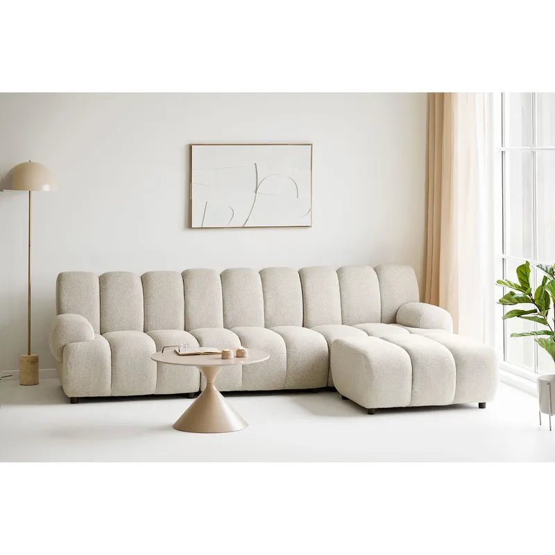 Sofa Narożna MEBLIVA Taza Modułowa, Aksamit, 275 cm - Piaskowa