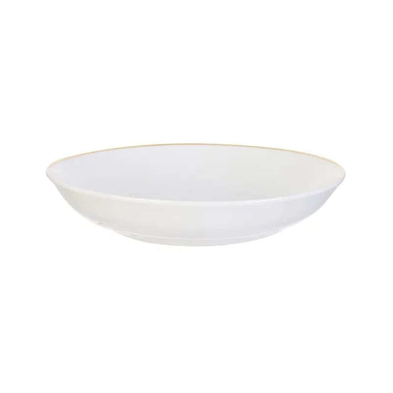 Talerz Głęboki MEBLIVA Pearl Gold Ceramika 21 cm - Biały