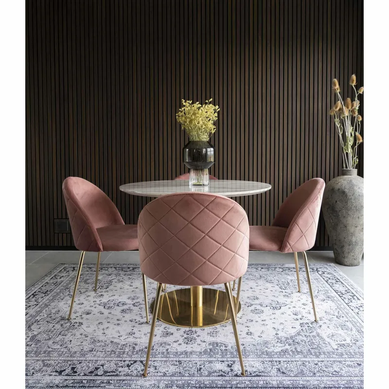 Stół MEBLIVA Bolzano 90cm Marmur - Złoty