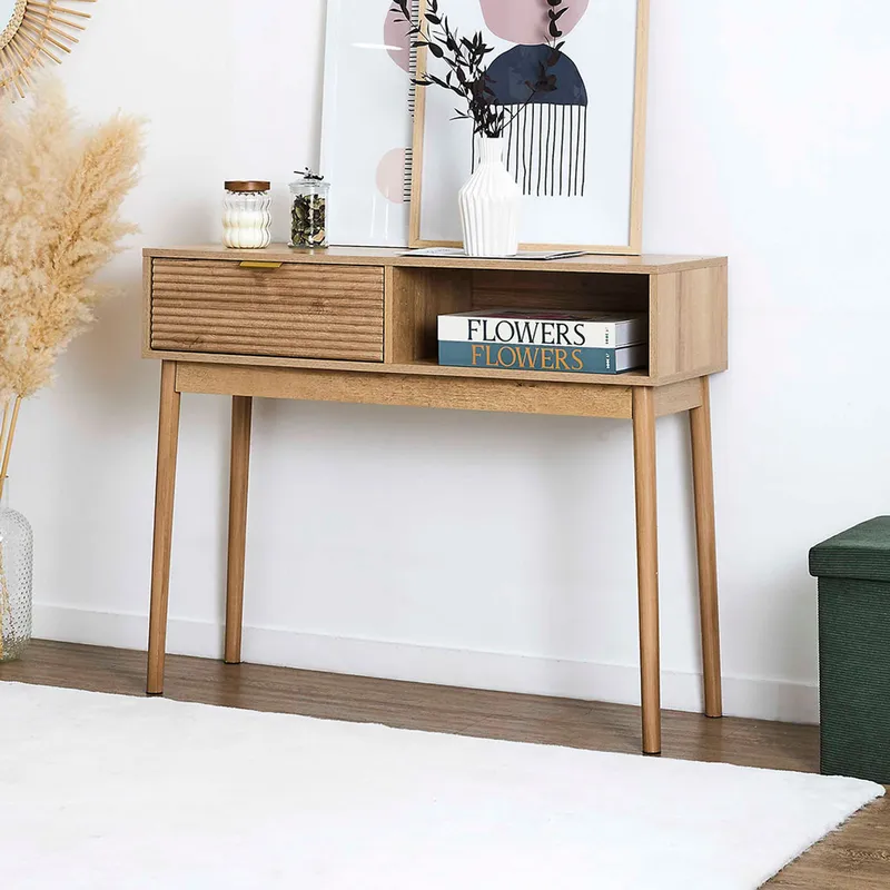 Konsola MEBLIVA Tiphaine, MDF, 100 cm, Naturalna