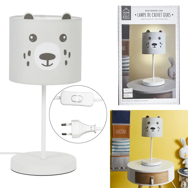 Lampka Nocna Stołowa MEBLIVA Panda, Metal, 36 cm - Biała