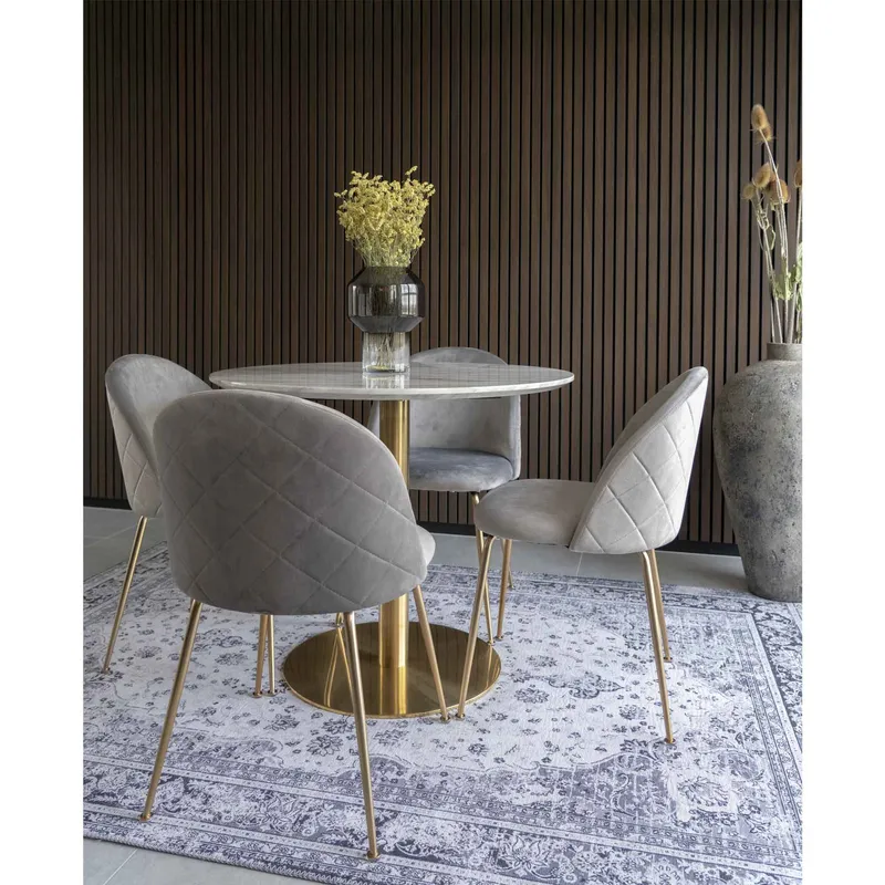 Stół MEBLIVA Bolzano 90cm Marmur - Złoty