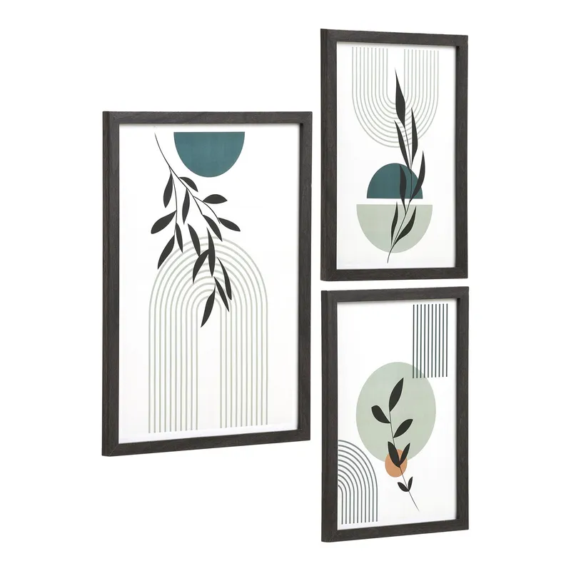 Zestaw Ramek MEBLIVA Aspen, 3 szt., Płyta MDF, Boho - Czarny