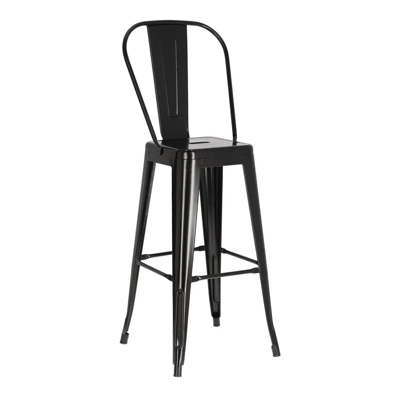 Hoker Barowy MEBLIVA Paris Back 75cm, Metal, Industrialny - Czarny