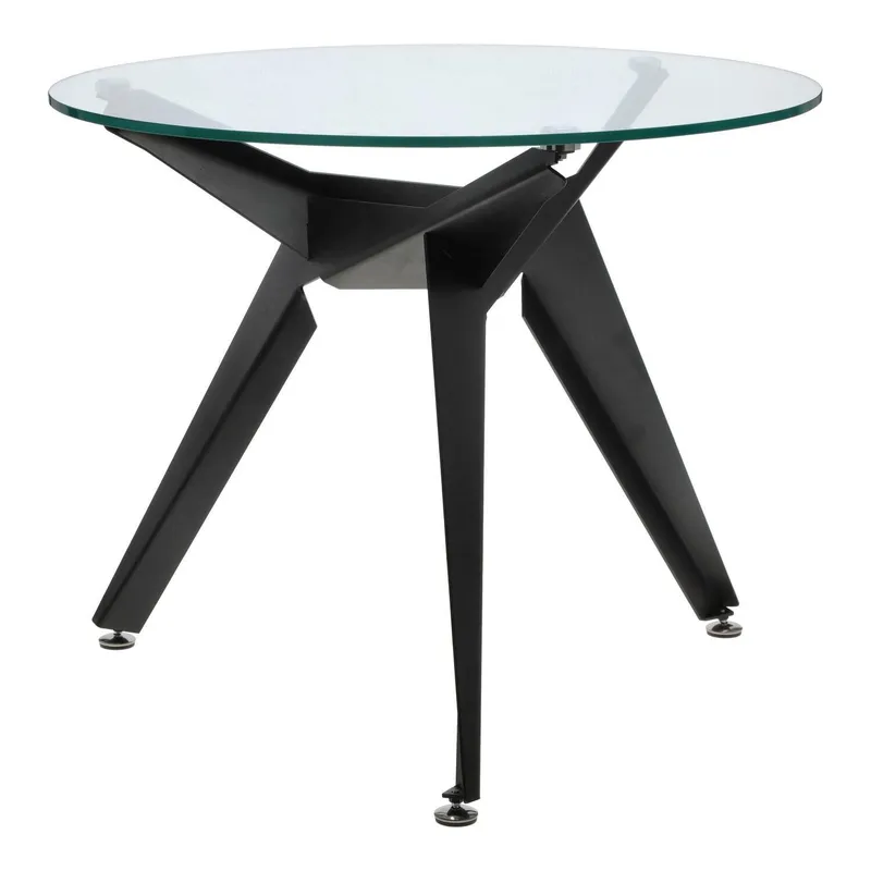 Stół MEBLIVA Troy 90cm Szklany Loftowy - Transparentny/Czarny